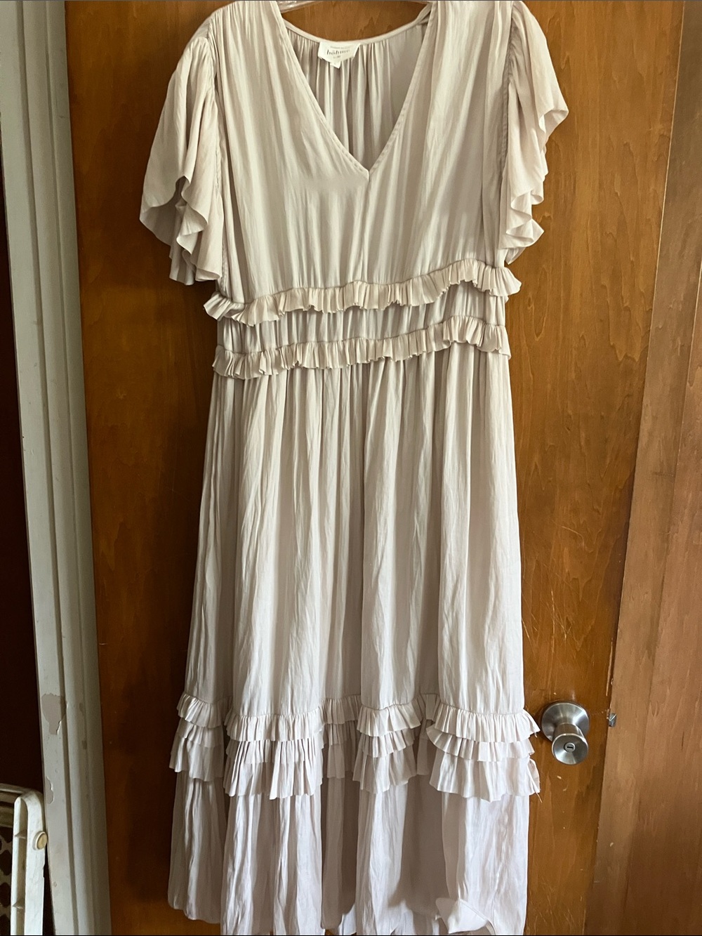 Bohme Light Beige Ruffle Maxi Dress Size L